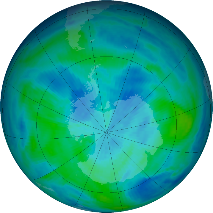 Antarctic ozone map for 22 March 1998